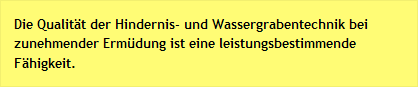 Die Qualität der Hindernis- und Wassergrabentechnik bei zunehmender Ermüdung ist eine leistungsbestimmende Fähigkeit.