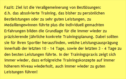 Fazit: Ziel ist die Verallgemeinerung von Bestlösungen: