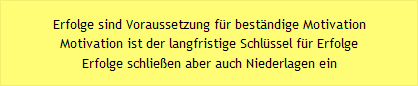 Erfolge sind Voraussetzung f&uuml;r best&auml;ndige Motivation Motivation ist der langfristige Schl&uuml;ssel f&uuml;r Erfolge Erfolge schlie&szlig;en aber auch Niederlagen ein